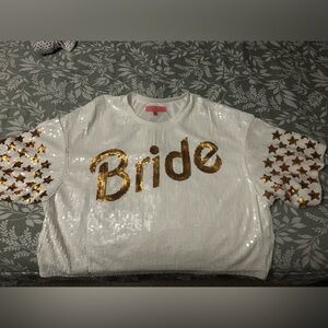 White and Gold Sequin Bride Simply Southern Shirt.